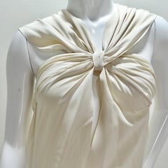Prada Ivory Silk Pleated Knot Mini Dress