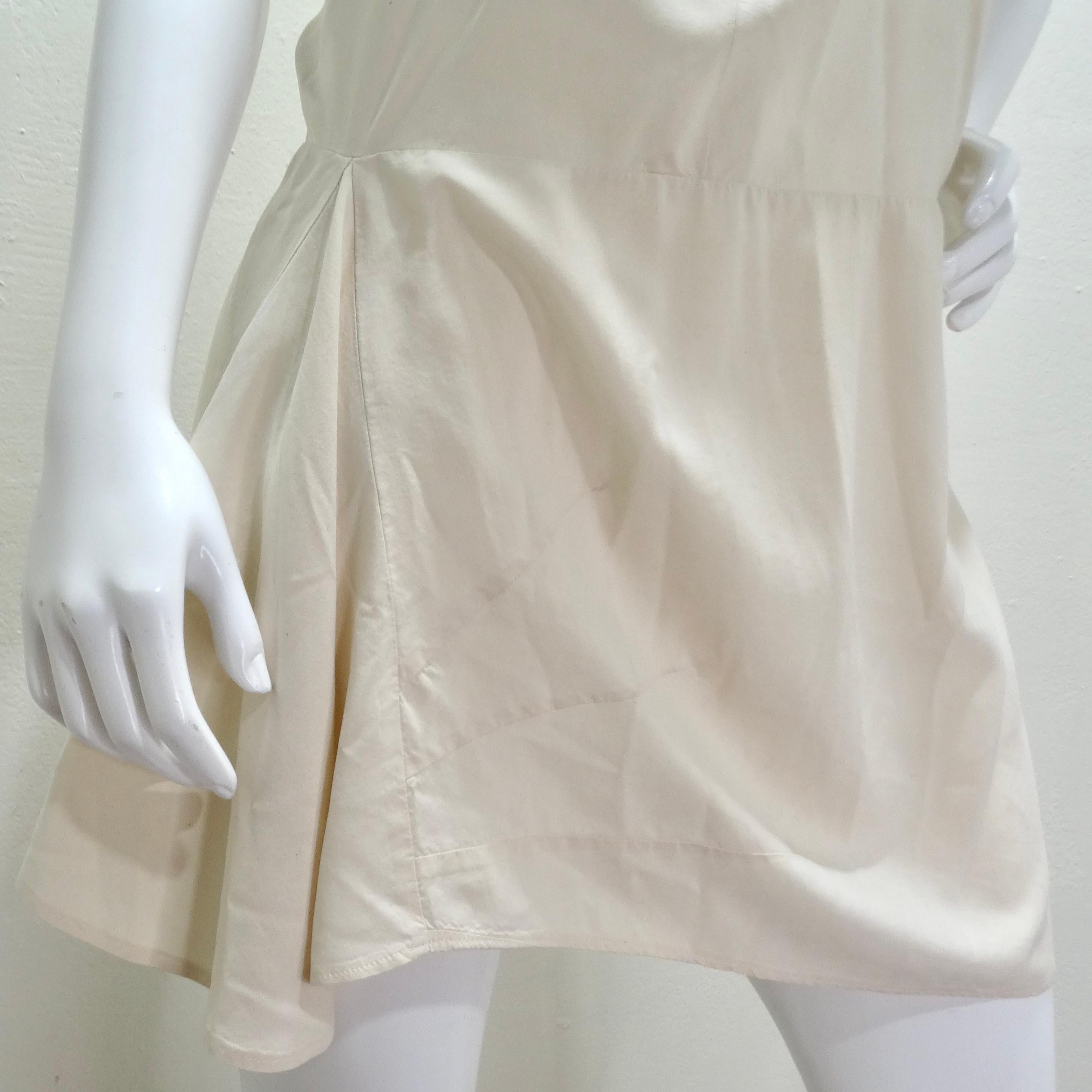 Prada Ivory Silk Pleated Knot Mini Dress In Excellent Condition For Sale In Scottsdale, AZ