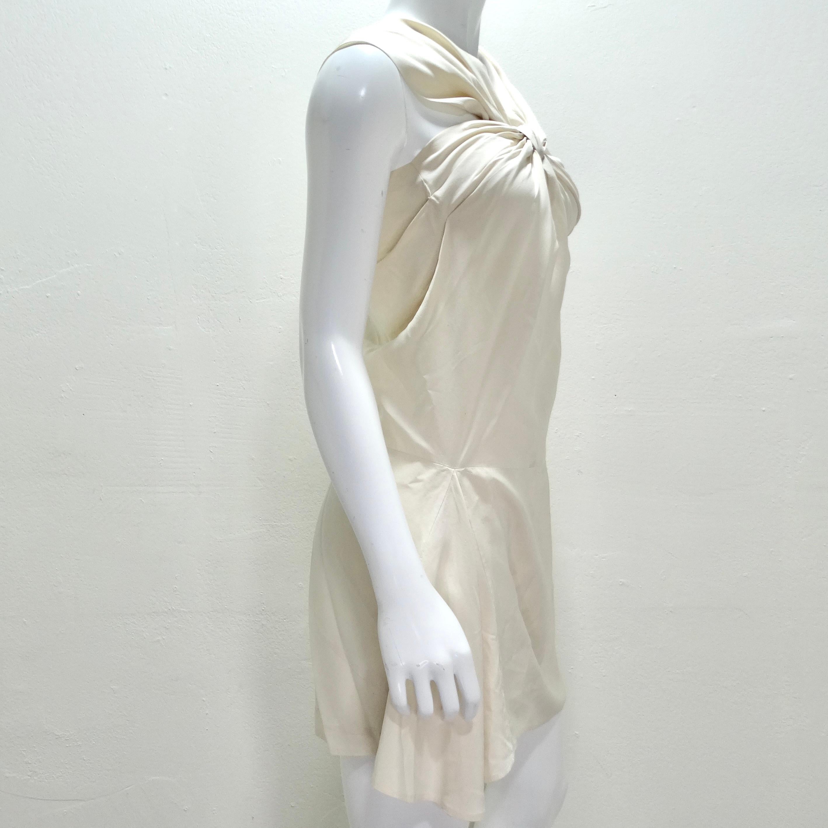 Women's or Men's Prada Ivory Silk Pleated Knot Mini Dress For Sale