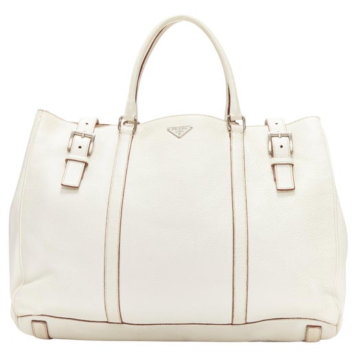 FWRD Renew Prada Saffiano Flap Chain Shoulder Bag in White