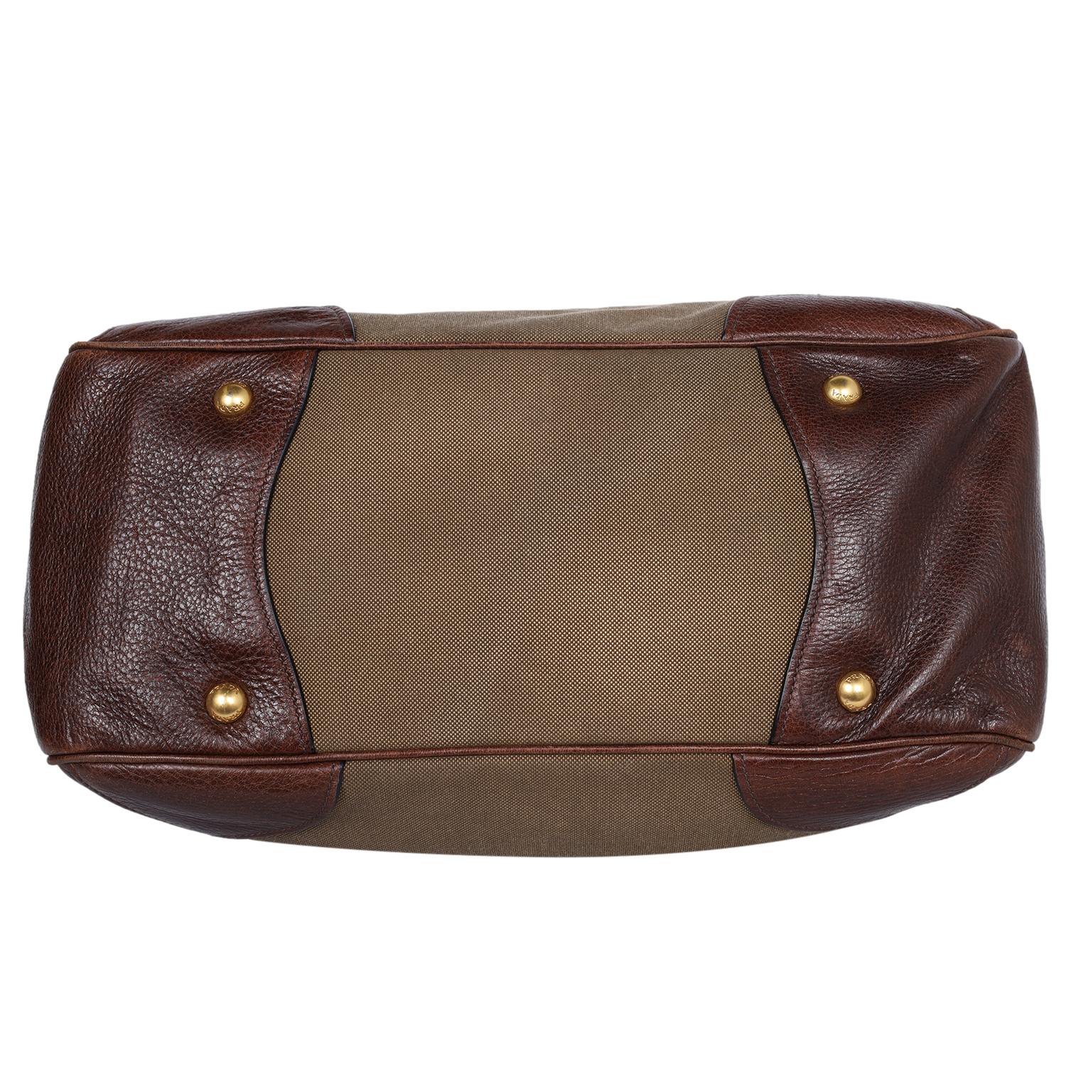 Prada Jacquard Milano Canvas Leather Shoulder Bag Brown 5