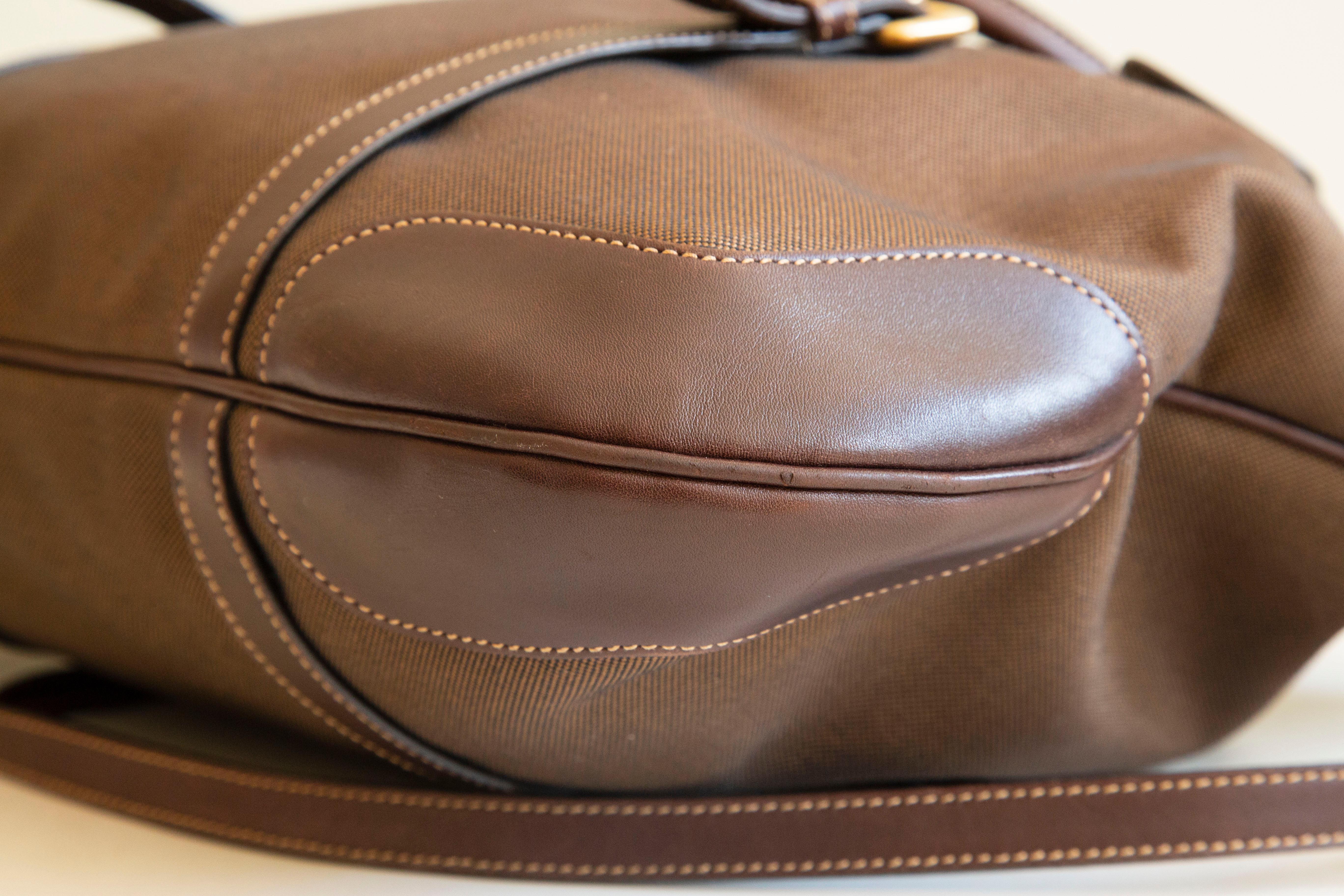 Prada Jacquard Two-Way Bag in Brown For Sale 5