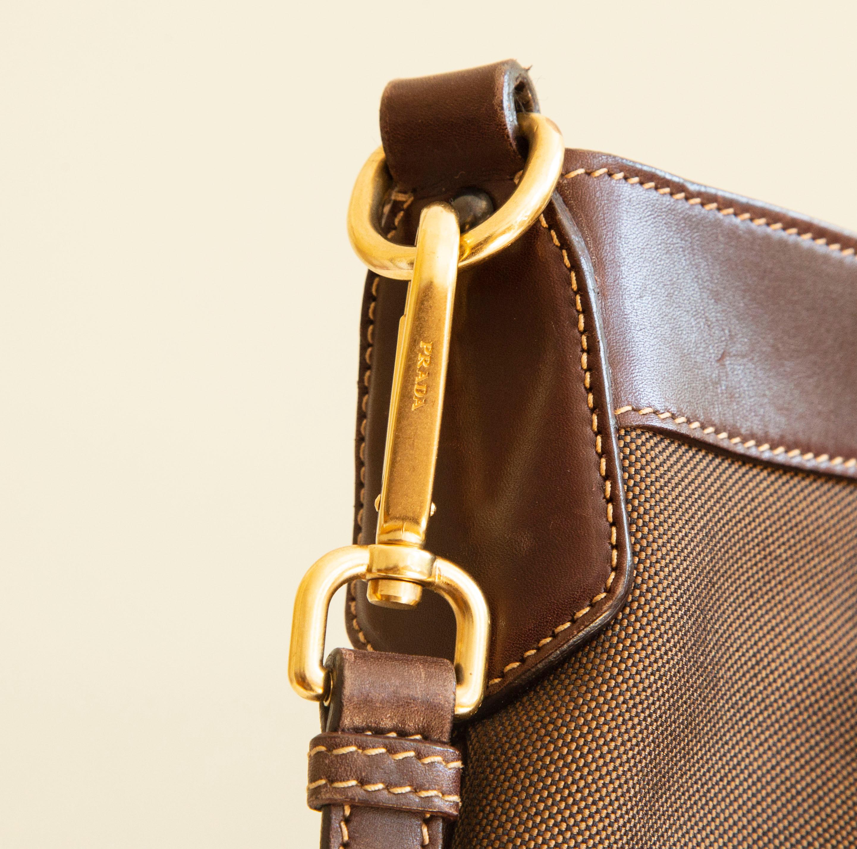Prada Jacquard Two-Way Bag in Brown For Sale 3