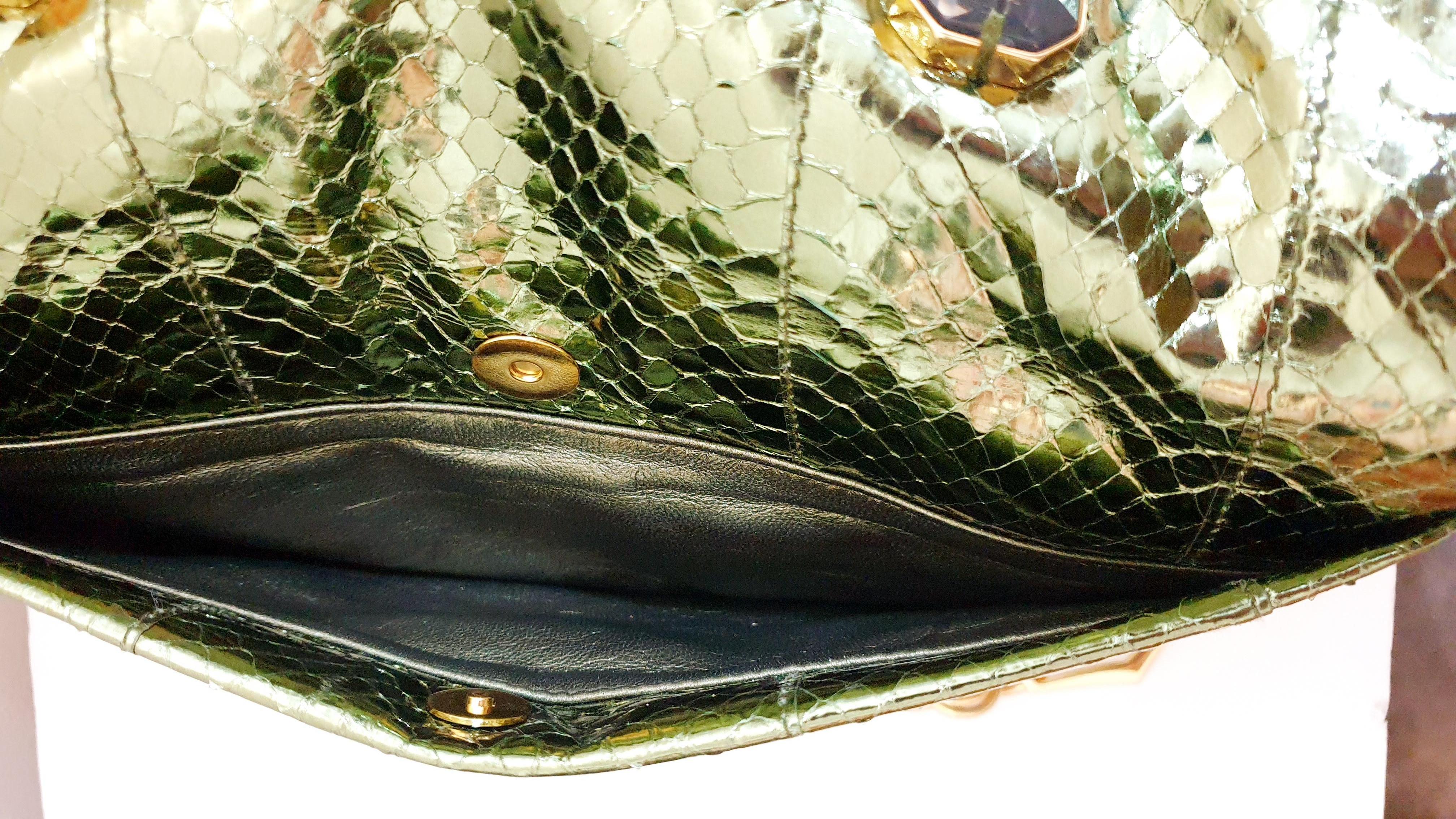 Women's Prada Jeweled  green Phyton clutch bag