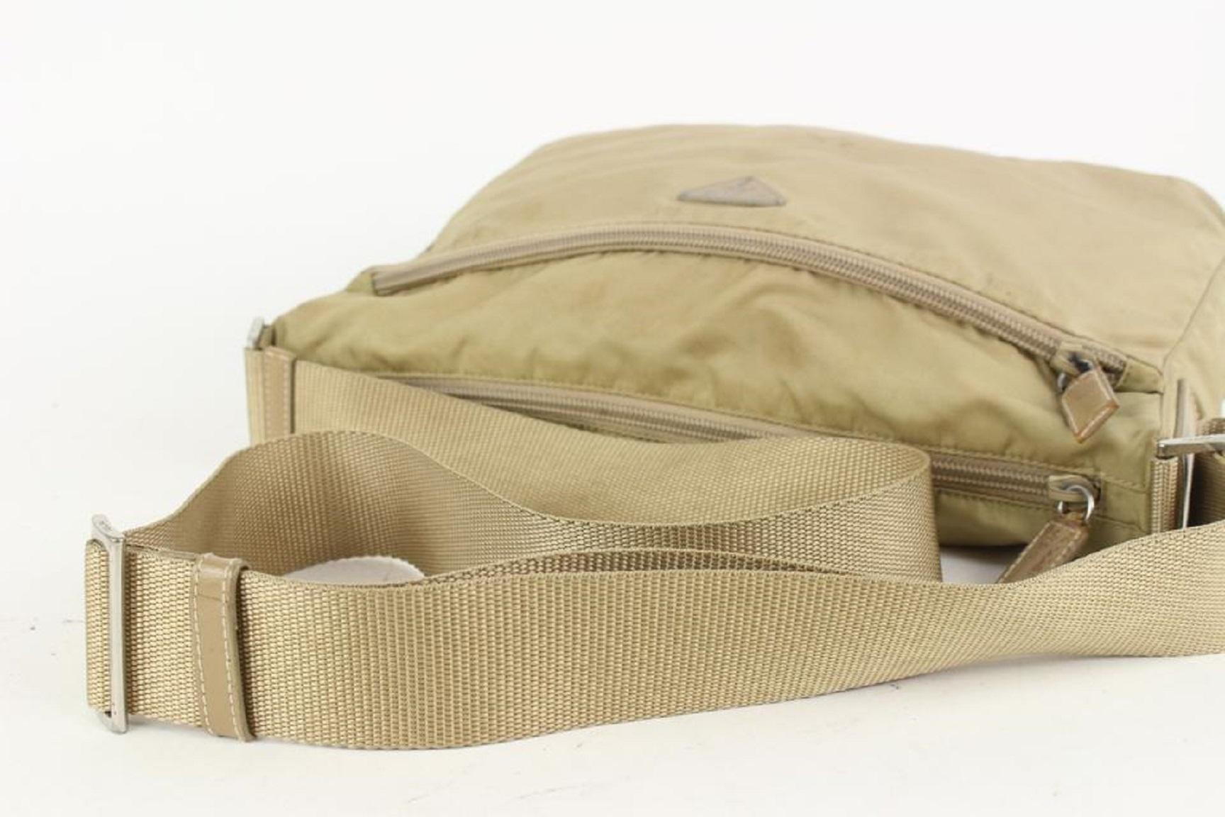 Prada Khaki Beige Nylon Tessuto Crossbody Messenger Bag 1012p38 In Good Condition In Dix hills, NY