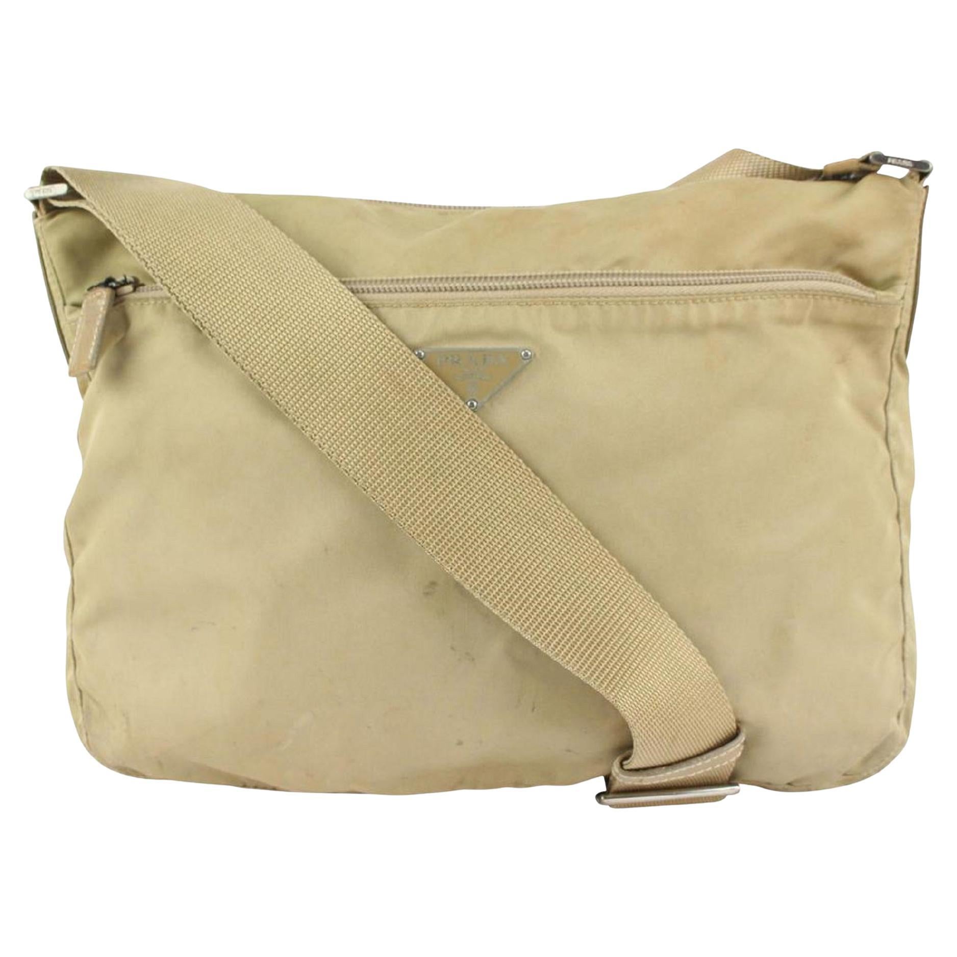 Prada Khaki Beige Nylon Tessuto Crossbody Messenger Bag 1012p38 at 1stDibs  | cross body messenger bag