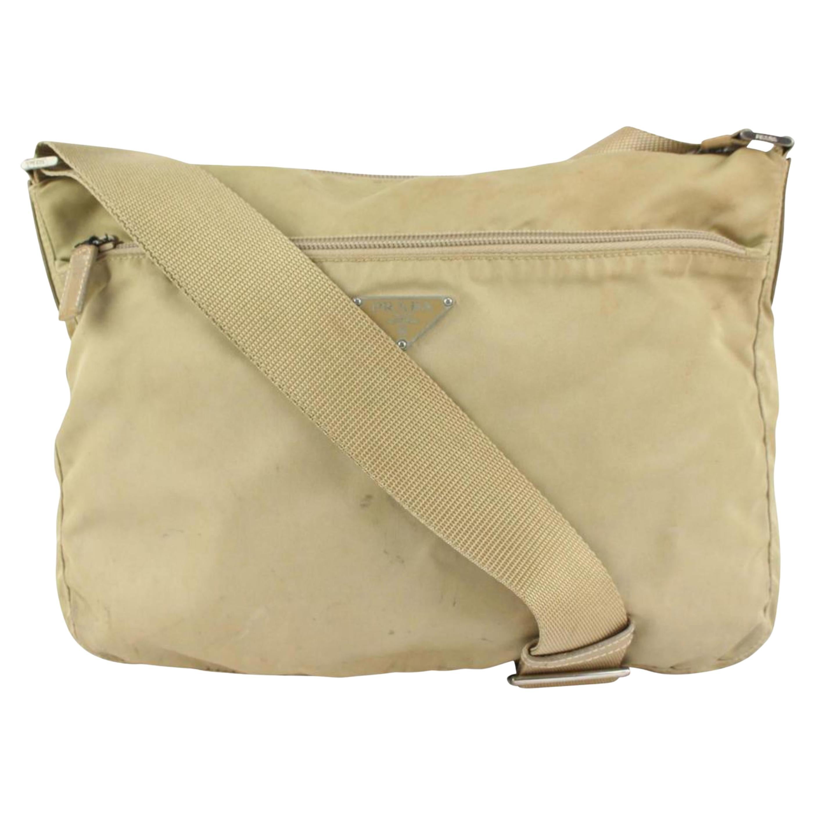 Prada Khaki Beige Nylon Tessuto Crossbody Messenger Bag 1012p38 For Sale at  1stDibs