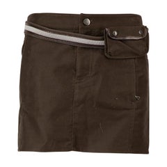Prada Khaki Belt Pocket Detail Mini Skirt Size XS