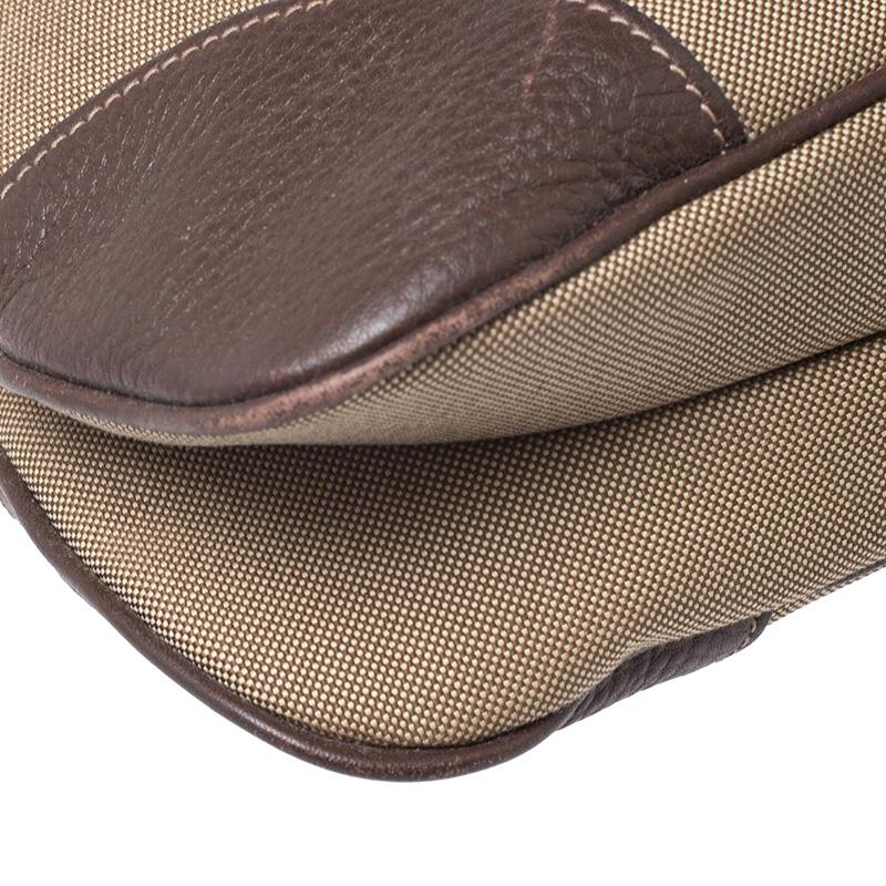 Women's Prada Khaki/Brown Canvas and Leather Jacquard Logo Messenger Bag