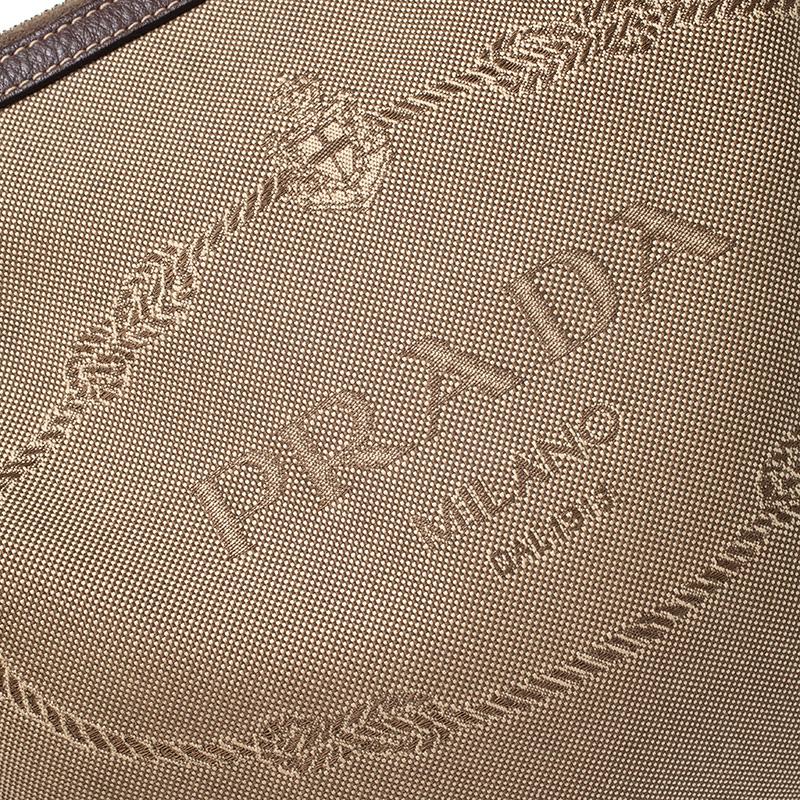 Prada Khaki/Brown Canvas and Leather Jacquard Logo Messenger Bag 2