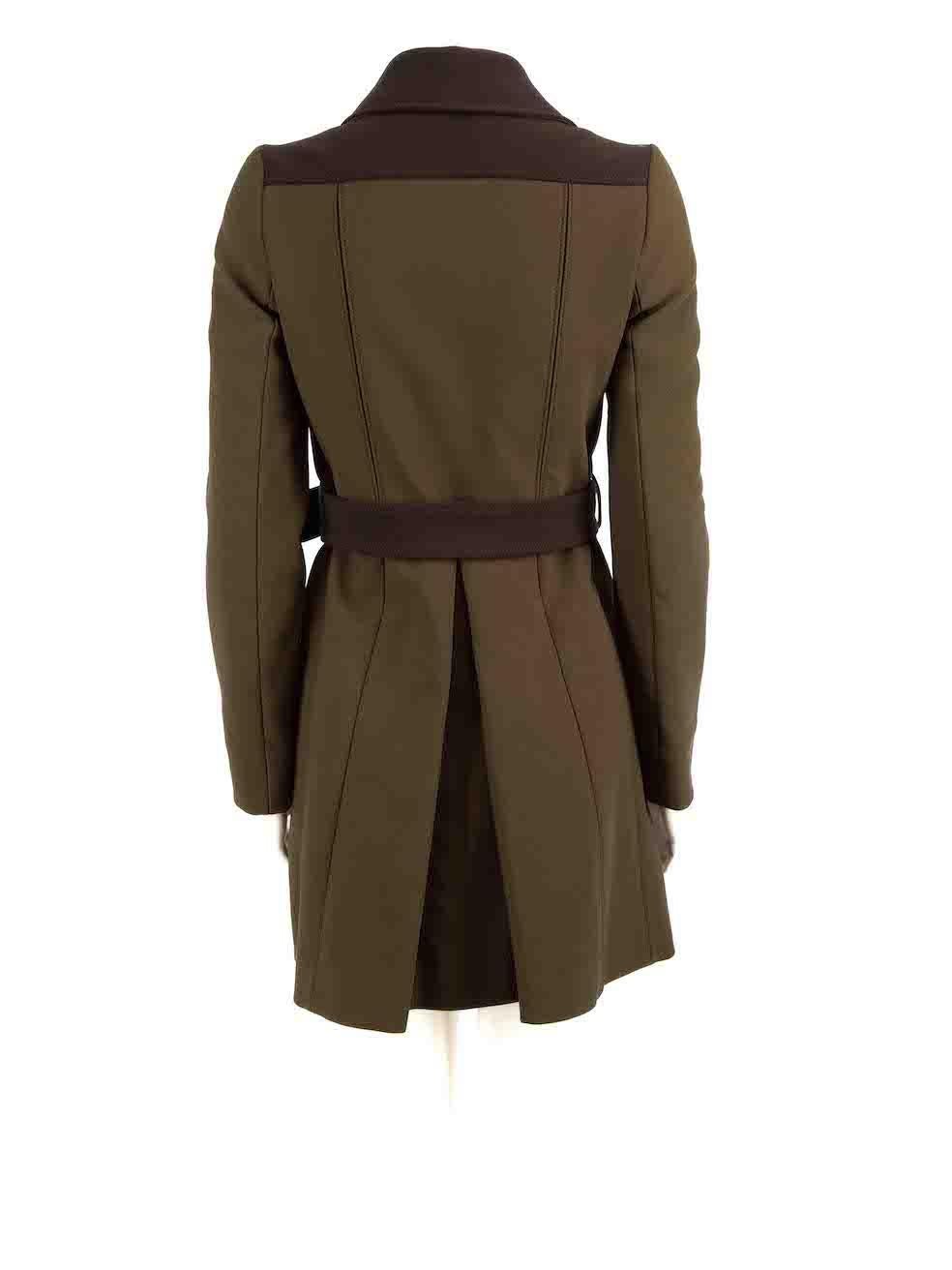 Prada Khaki Contrast Trench Coat Size S In Good Condition For Sale In London, GB