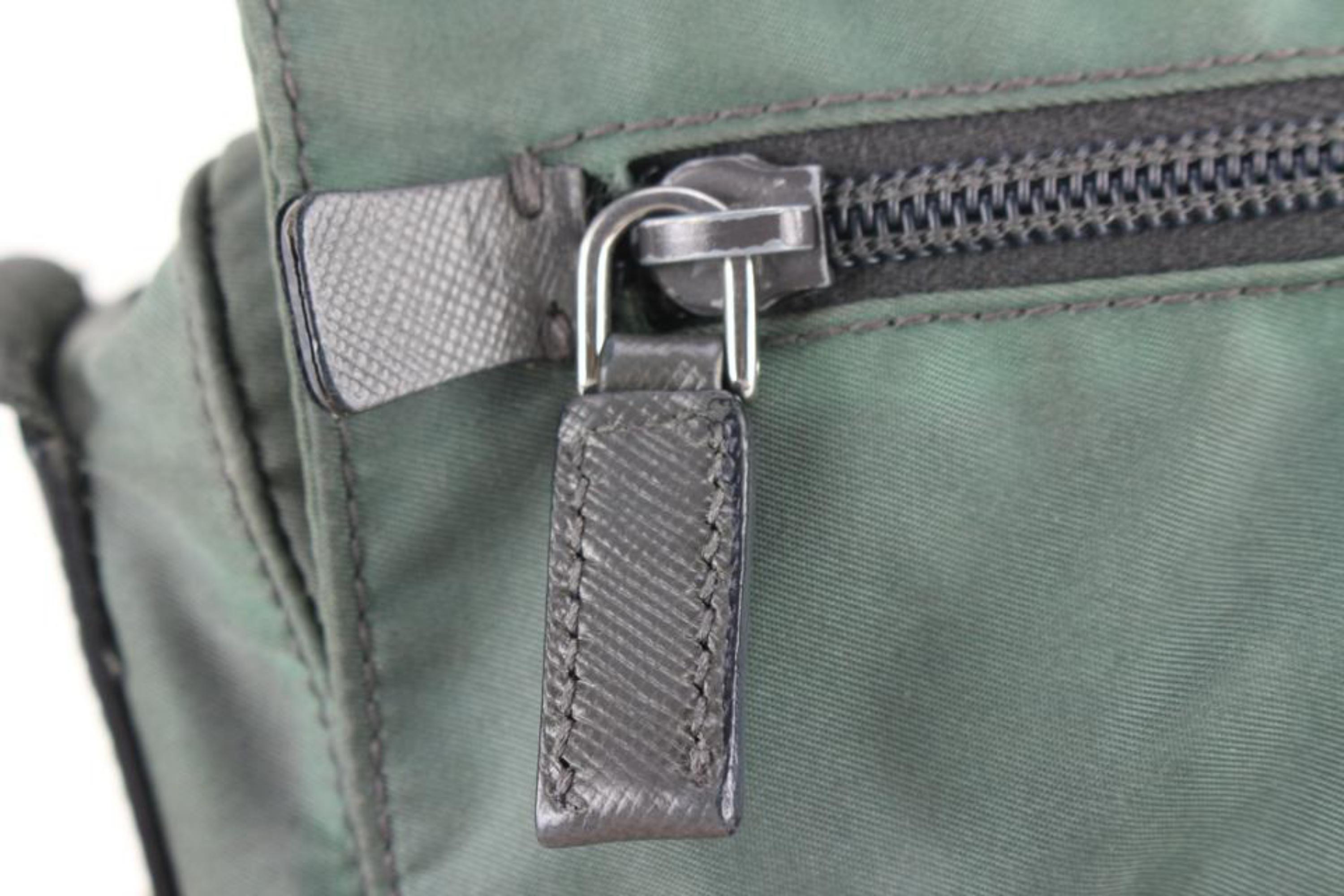 Prada Khaki Green Grey Nylon Tessuto Messenger 43p76s at 1stDibs