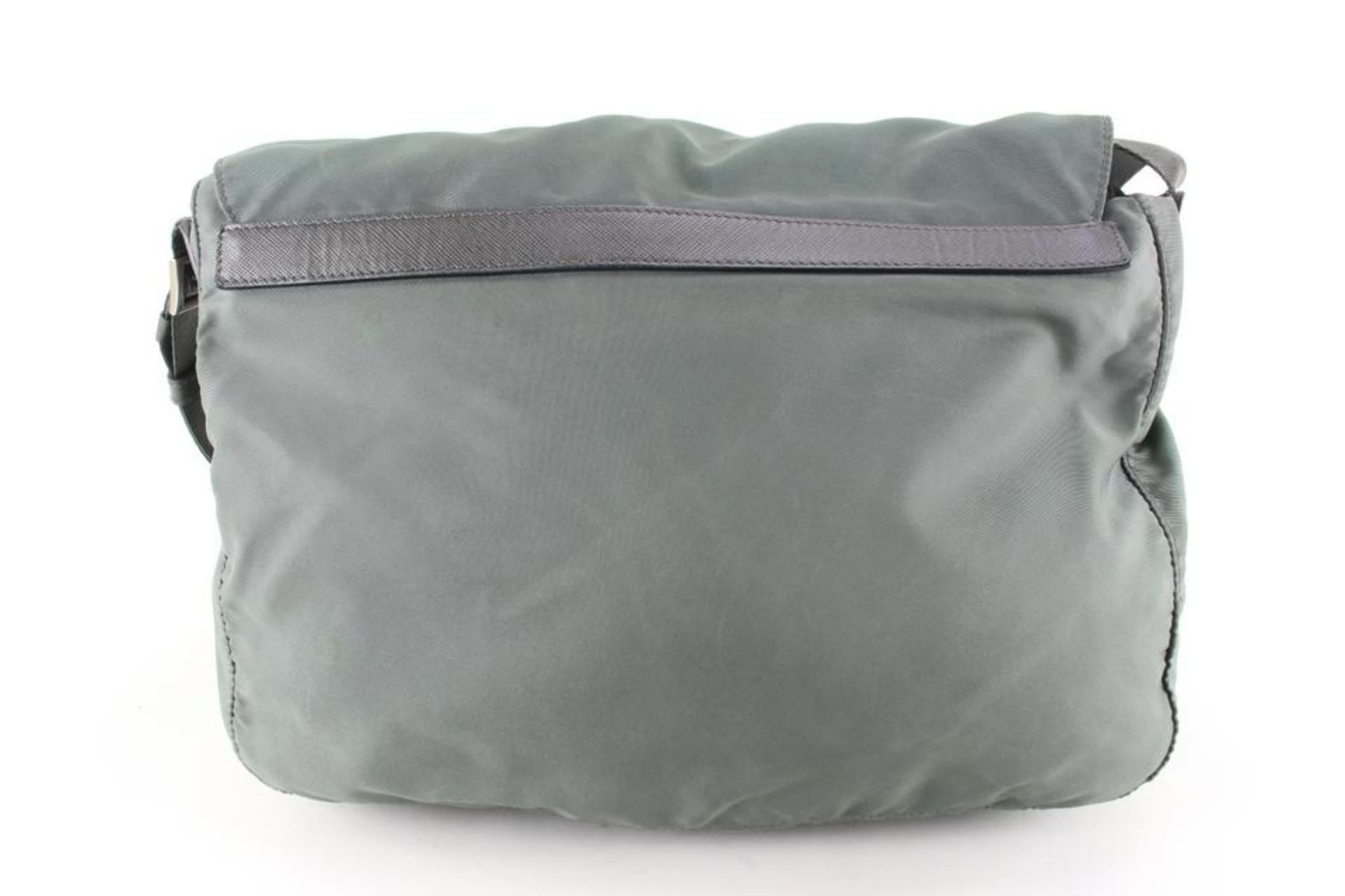 Prada Khaki Green Grey Nylon Tessuto Messenger 43p76s at 1stDibs