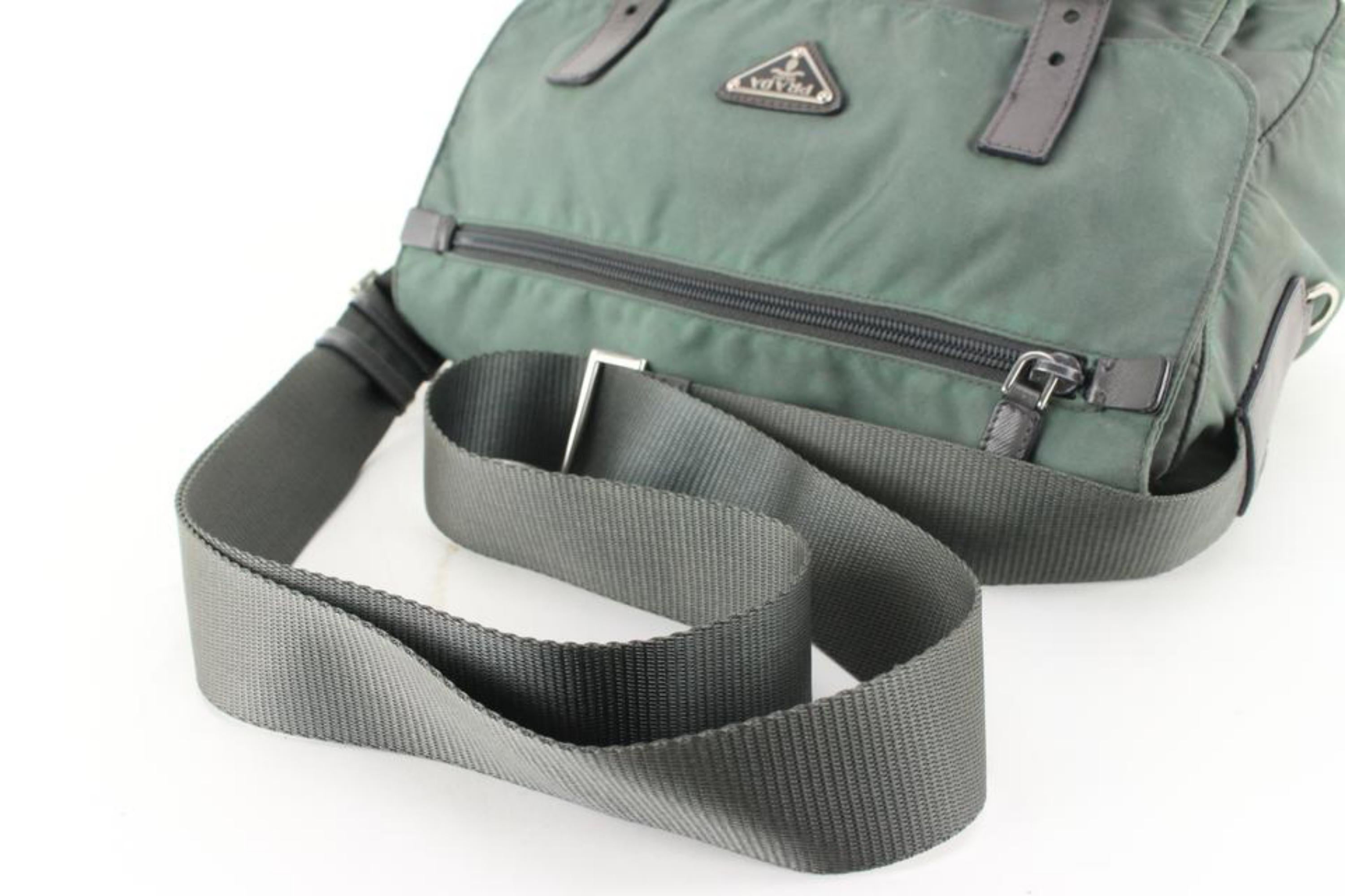 Prada Khaki Green Grey Nylon Tessuto Messenger 43p76s at 1stDibs