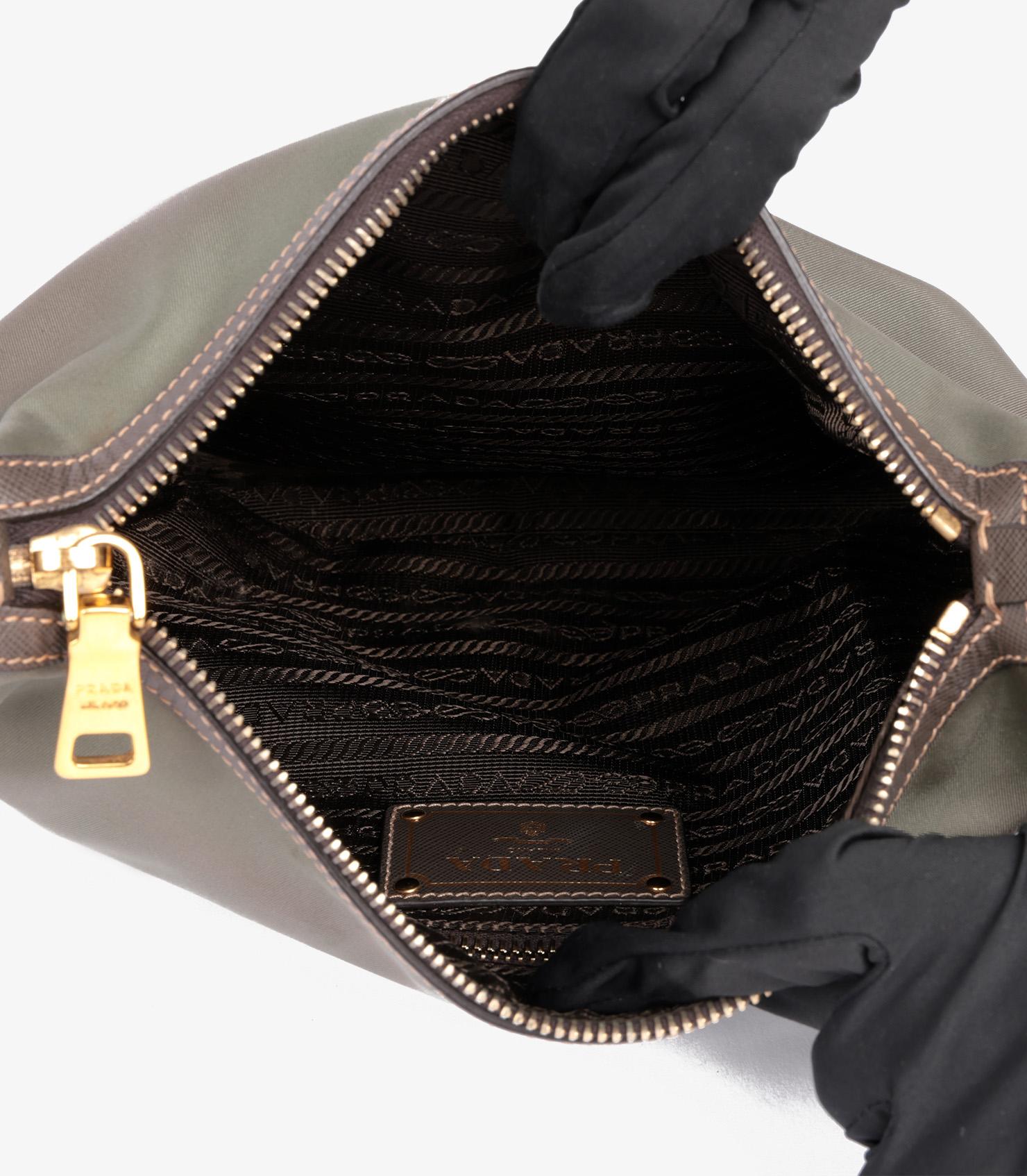 Prada Khaki Green Nylon & Saffiano Leather Crossbody Bag For Sale 6