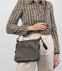 Prada Khaki Green Nylon & Saffiano Leather Crossbody Bag
