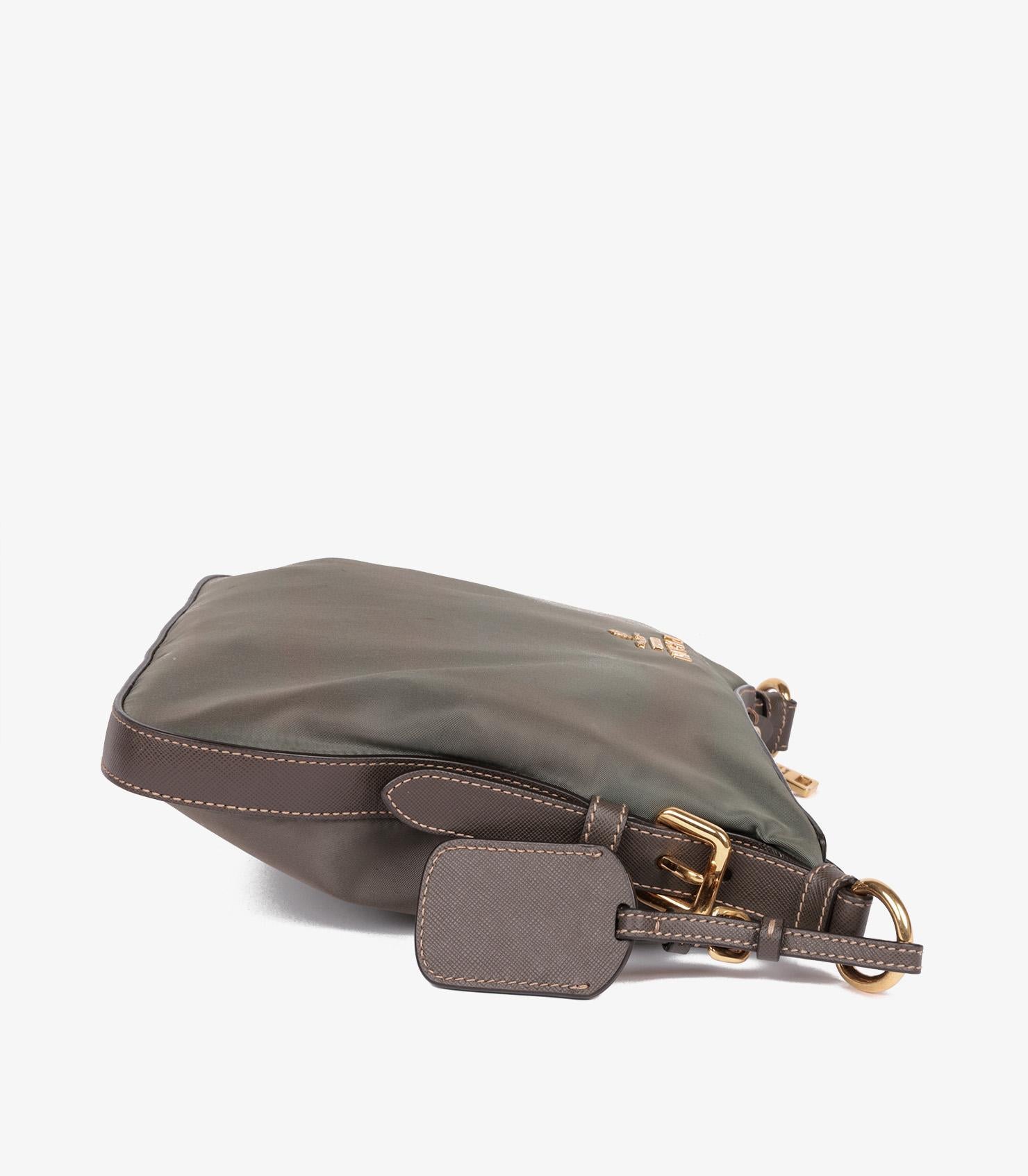 Women's Prada Khaki Green Nylon & Saffiano Leather Crossbody Bag For Sale