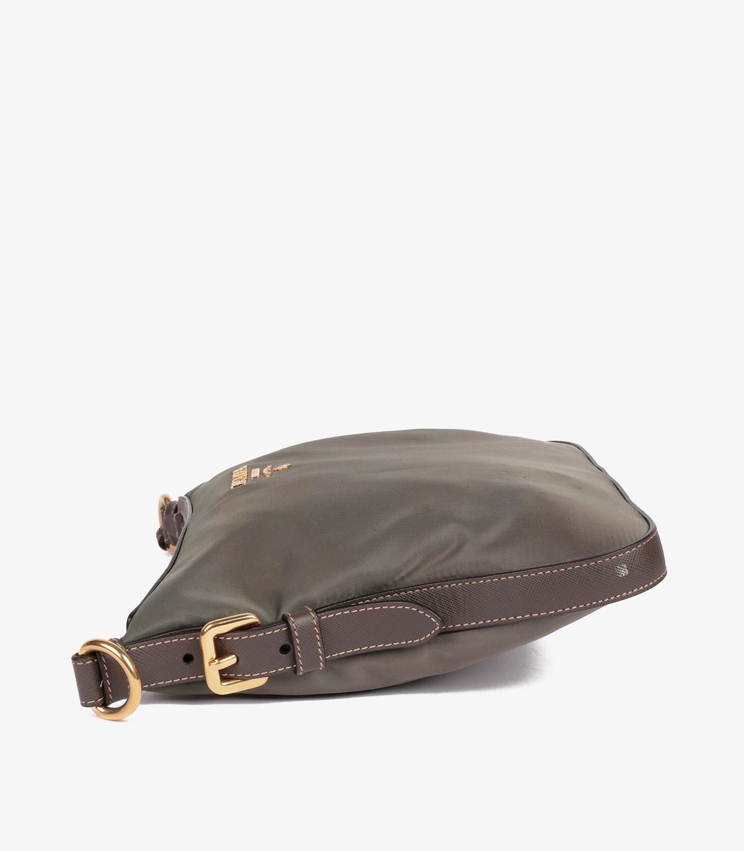 Prada Khaki Green Nylon & Saffiano Leather Crossbody Bag For Sale 1