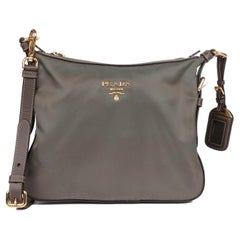 Used Prada Khaki Green Nylon & Saffiano Leather Crossbody Bag