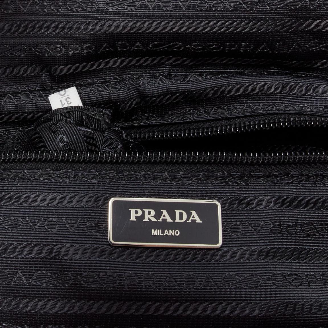 PRADA khaki green triangle logo nylon black strap crossbody bag For Sale 7