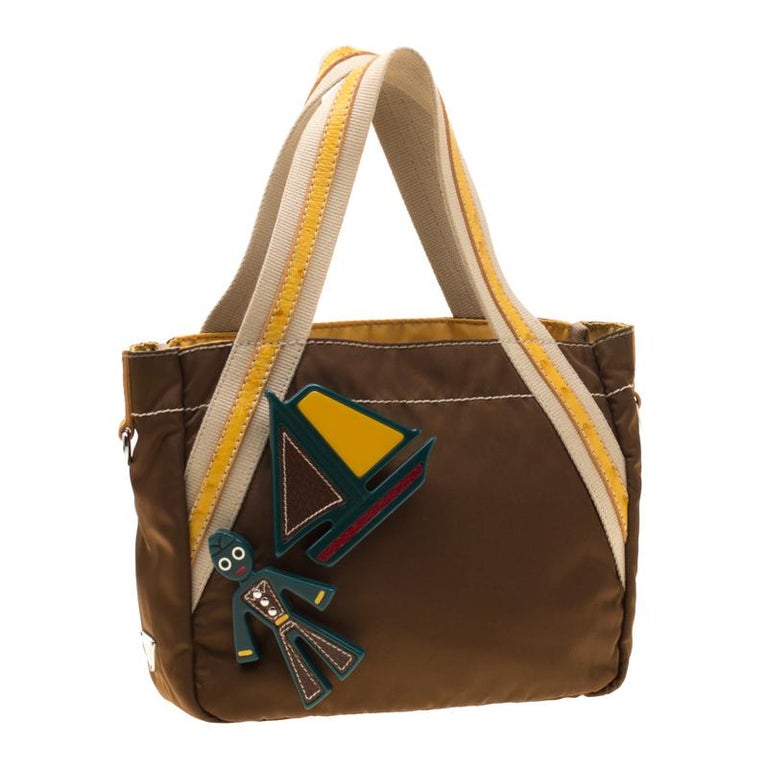 Prada Khaki Nylon Beach Tote For Sale at 1stdibs