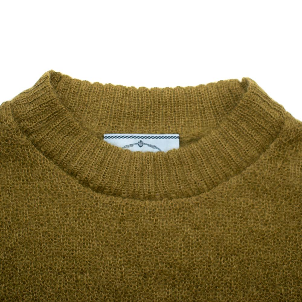 Brown Prada Khaki Semi Sheer Mohair Blend Knit Top - Size US 4 For Sale