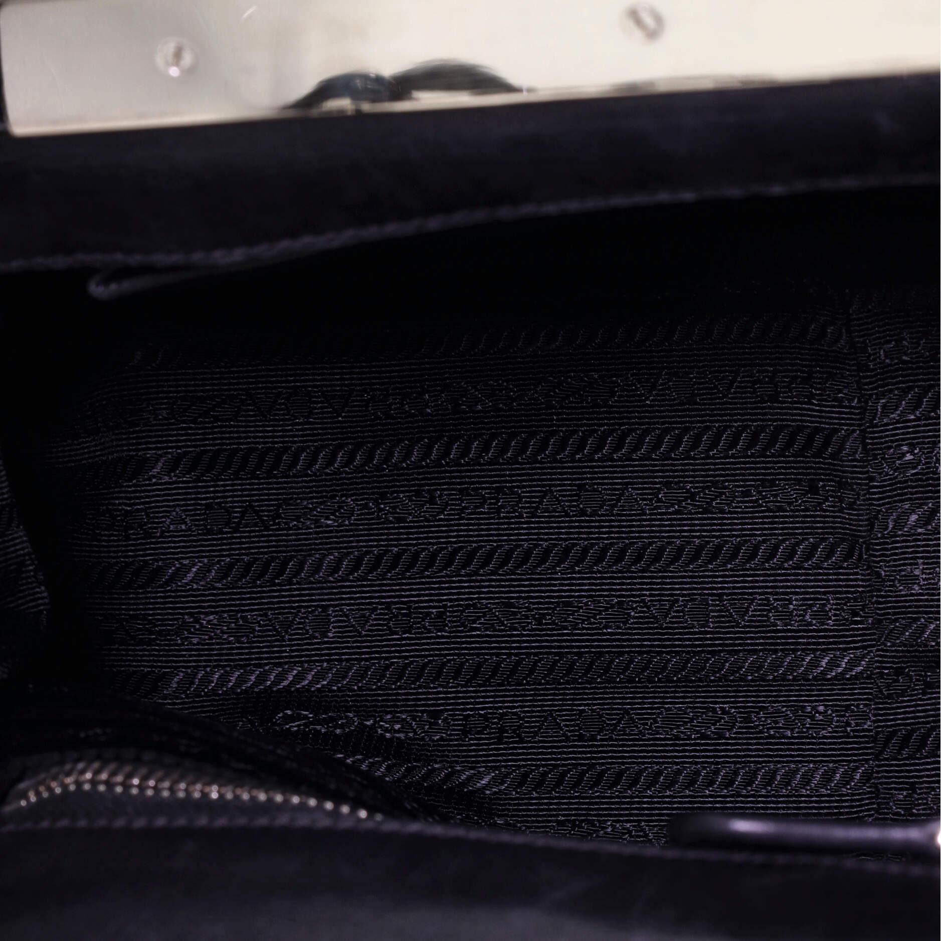 Black Prada Kisslock Frame Satchel Nappa Leather Small