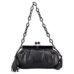 Prada Kisslock Frame Satchel Nappa Leder-Tasche