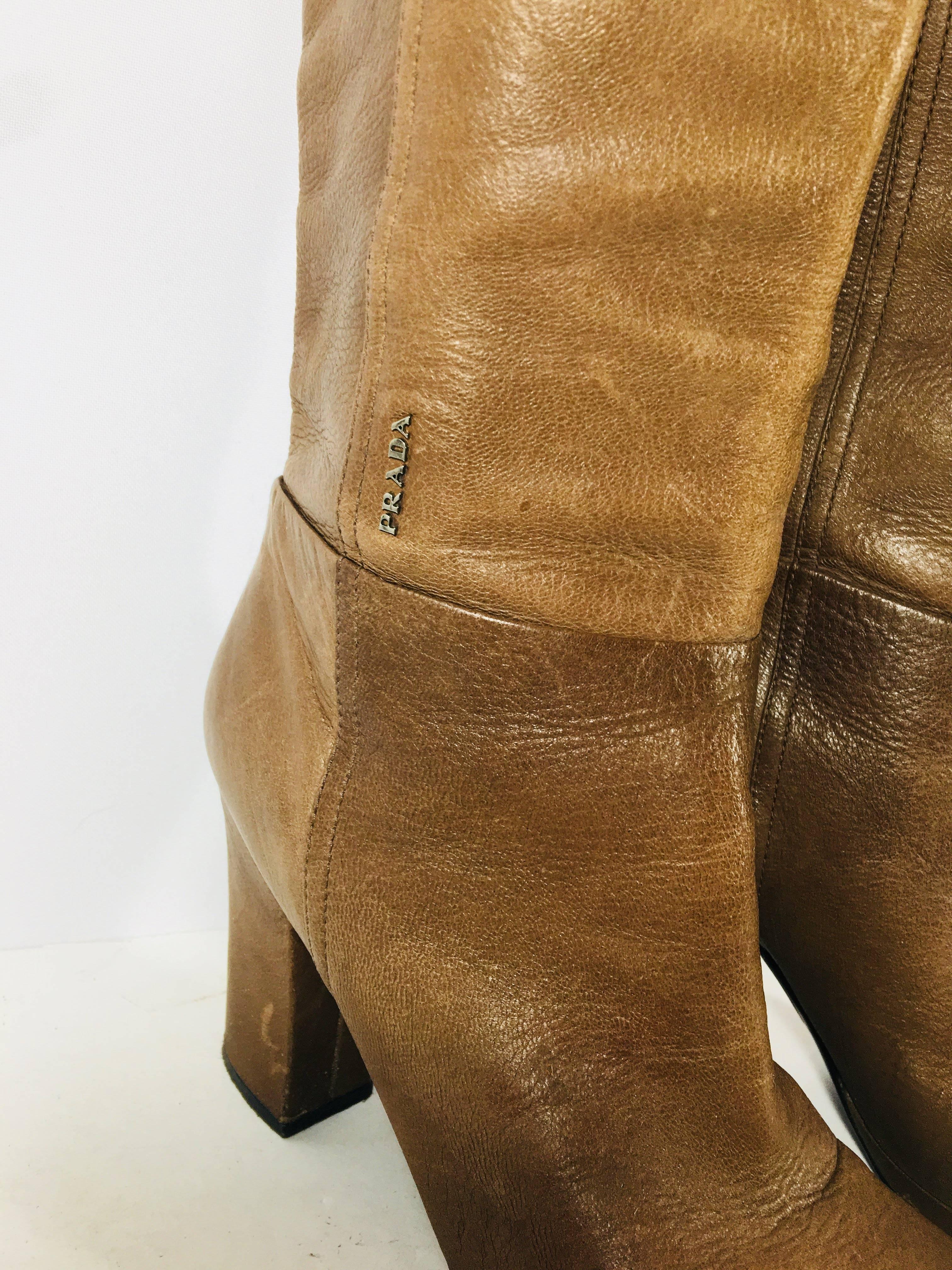 Women's Prada Knee High Leather Boots