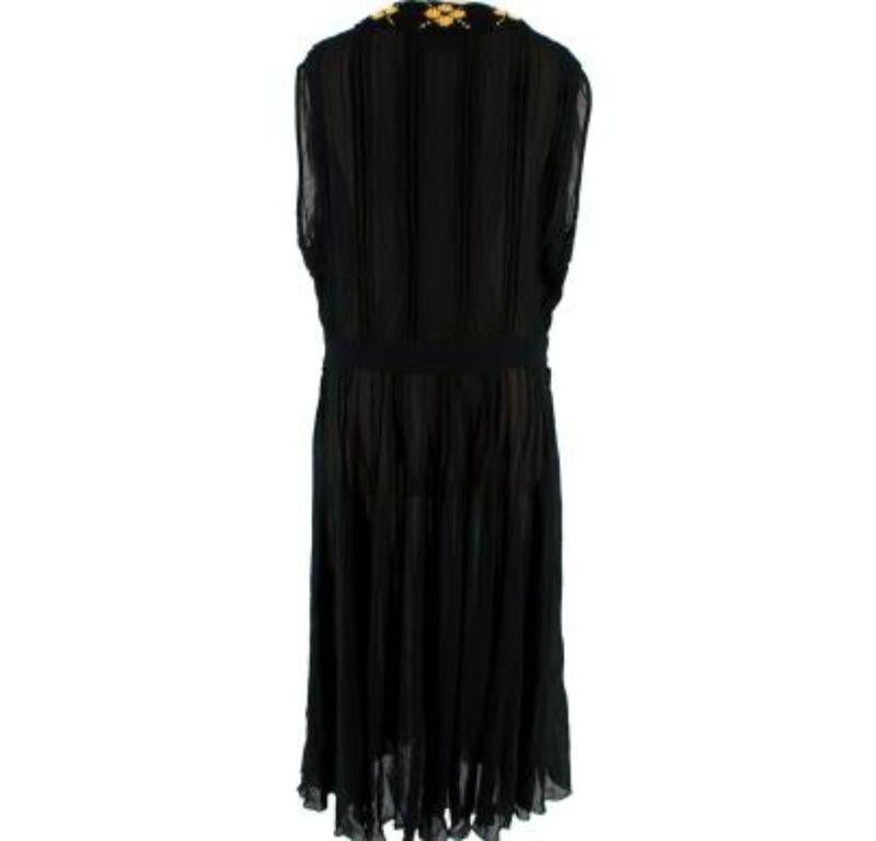 Prada Knit Trim Pleated Black Dress In Excellent Condition For Sale In London, GB