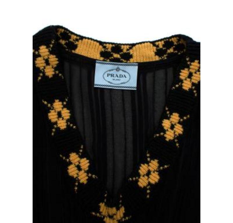 Prada Knit Trim Pleated Black Dress For Sale 4