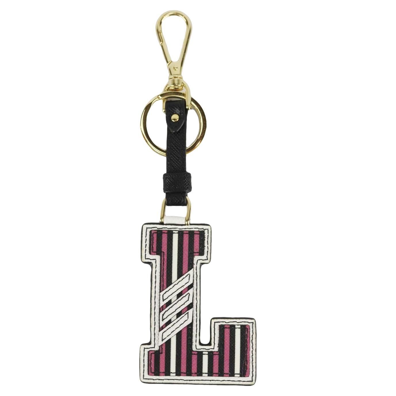 Prada 'L' Initial Printed Textured Leather Bag Charm