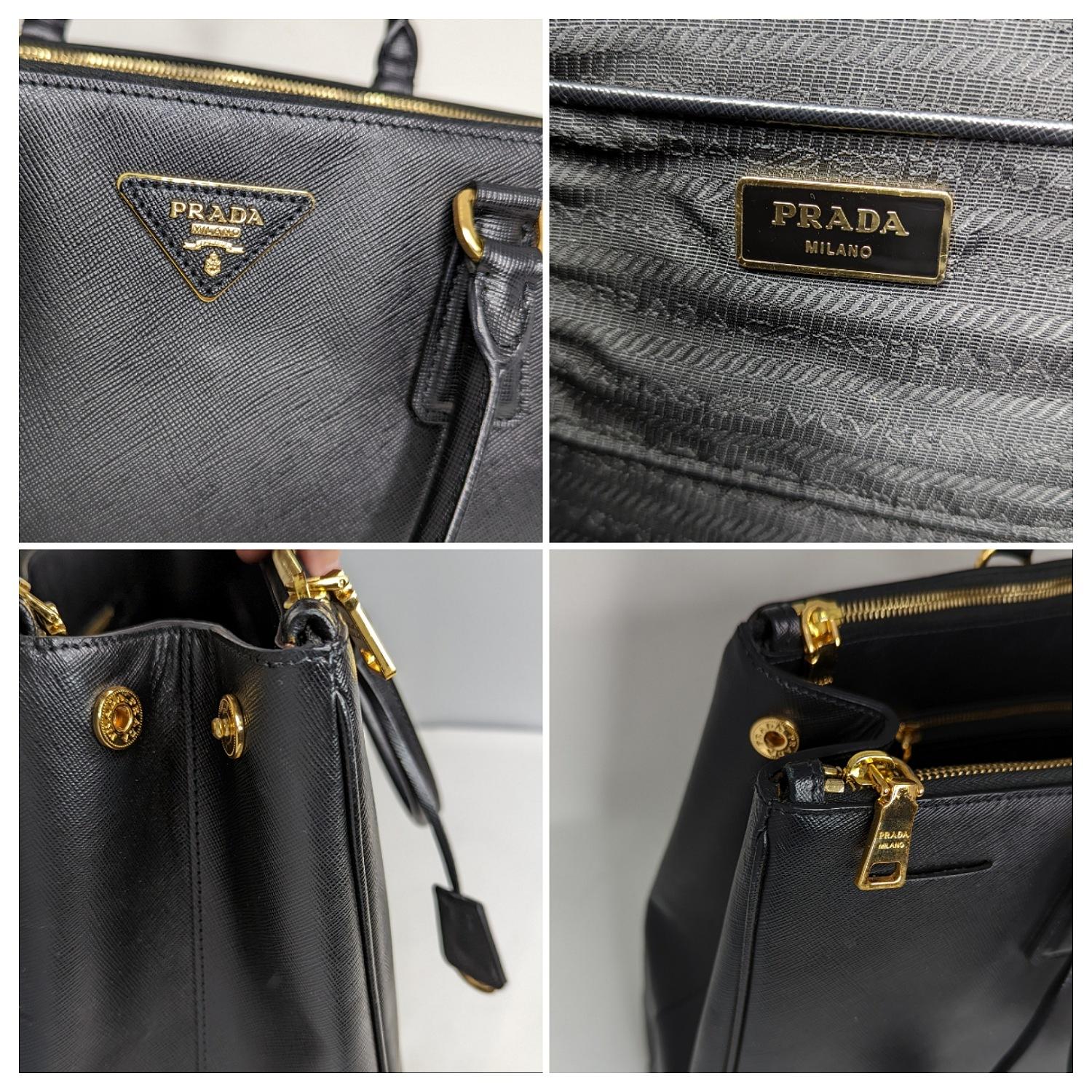 Prada Large Black Saffiano Lux Double Zip Galleria Tote 3