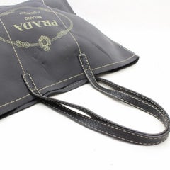 Prada Large Charcoal Logo Shopper 869047 Grey Neoprene Tote