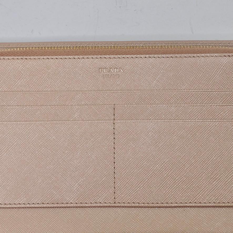 Brown Prada Large Saffiano Leather Wallet For Sale