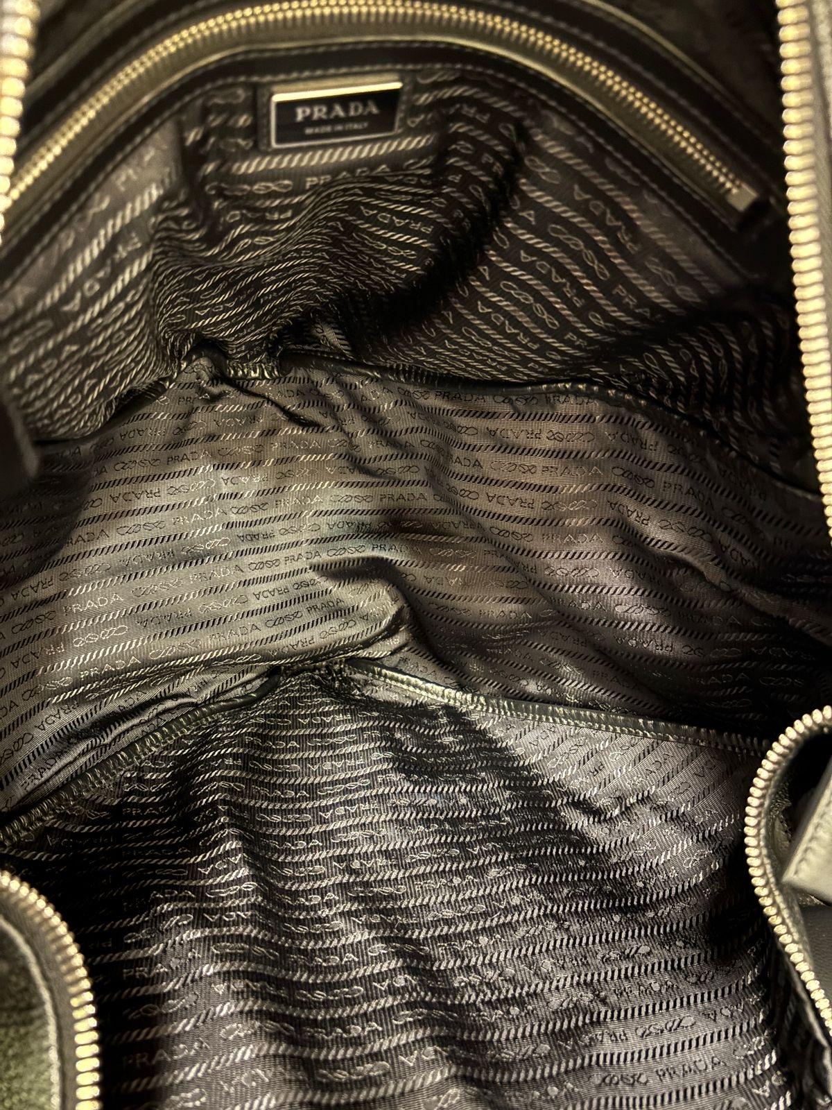 Prada Large Vitello Daino Black Leather Triangle Bag For Sale 4