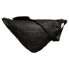Prada Large Vitello Daino Black Leather Triangle Bag
