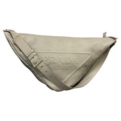 Prada Large Vitello Daino Grey Leather Triangle Bag