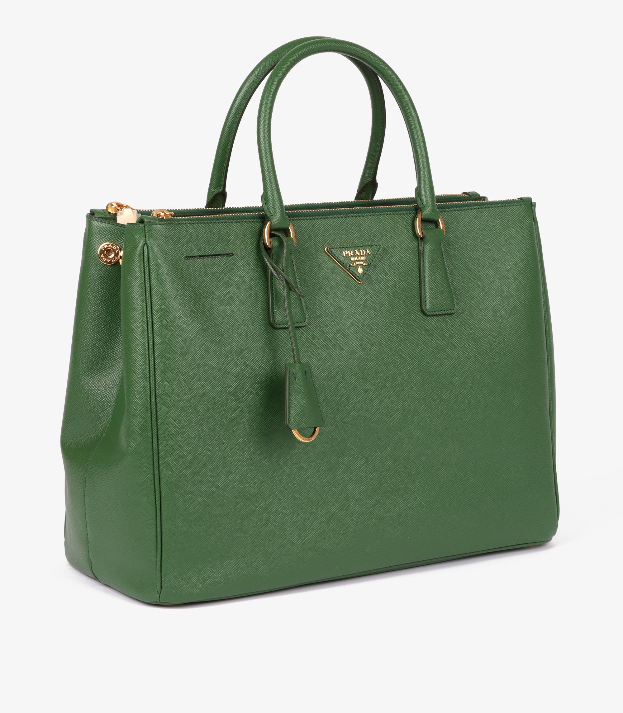 Gray Prada Larice Saffiano Lux Leather Special Order Large Galleria Tote