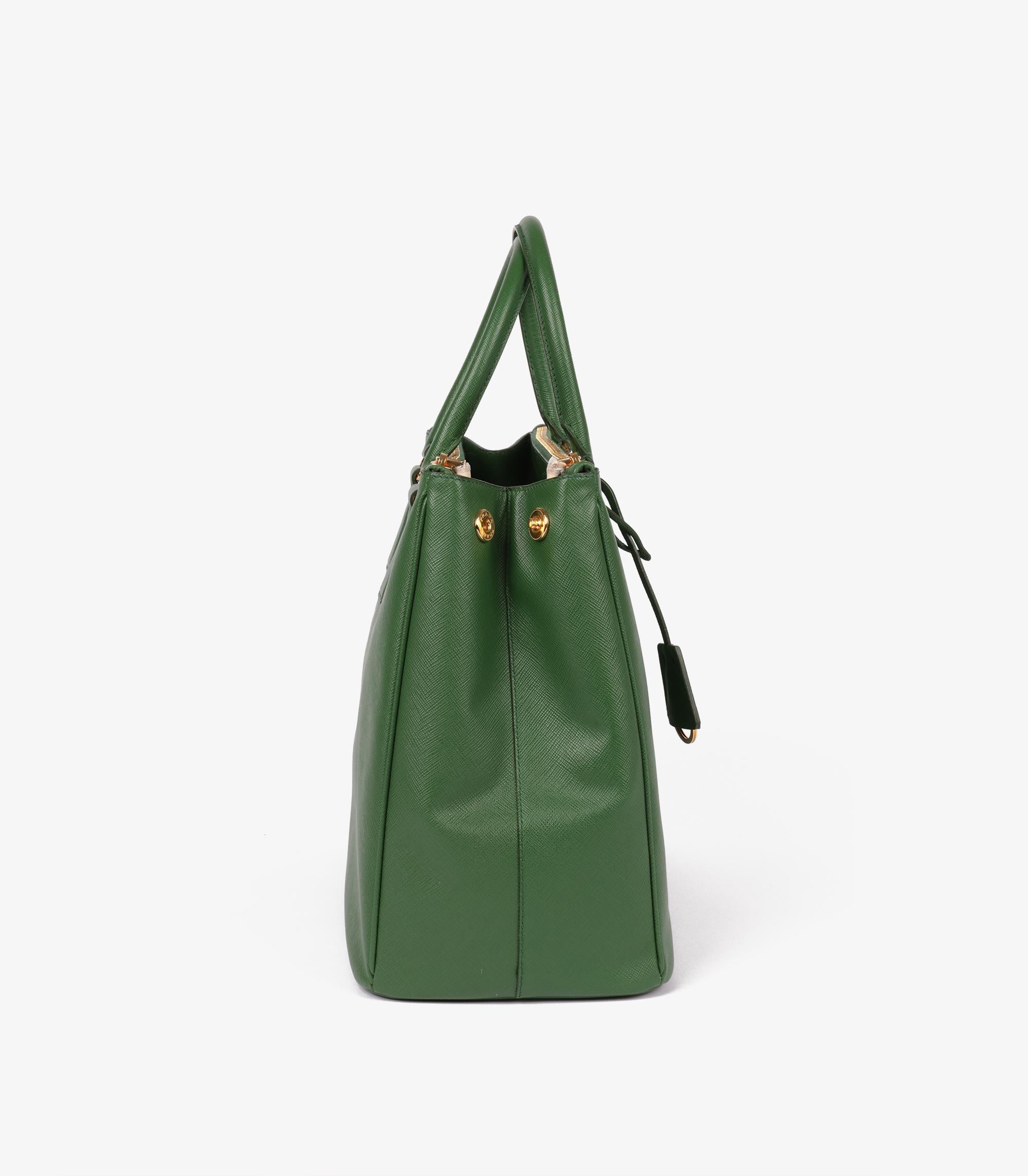 Prada Larice Saffiano Lux Leather Special Order Large Galleria Tote In Excellent Condition In Bishop's Stortford, Hertfordshire