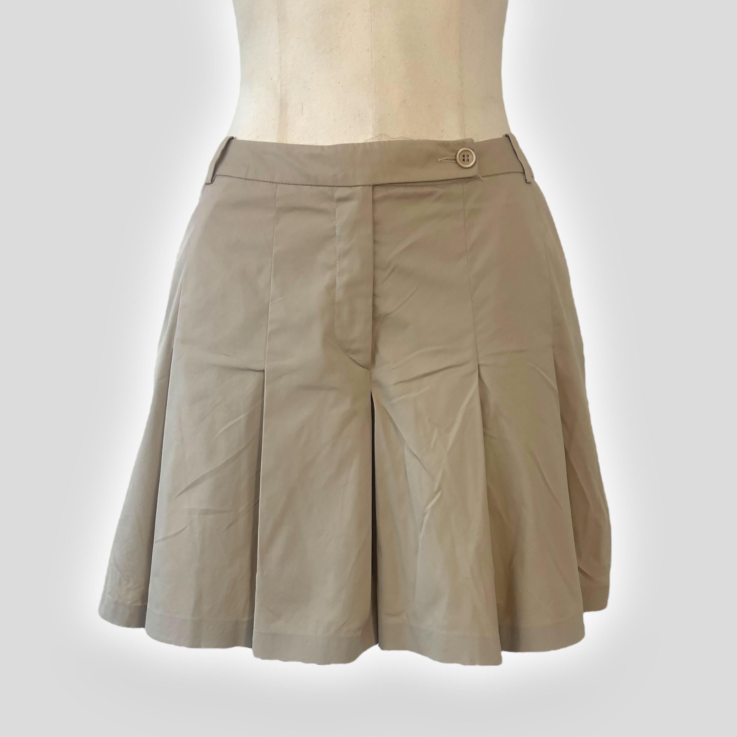 Brown Prada Late 90s Khaki Pleated Skort For Sale
