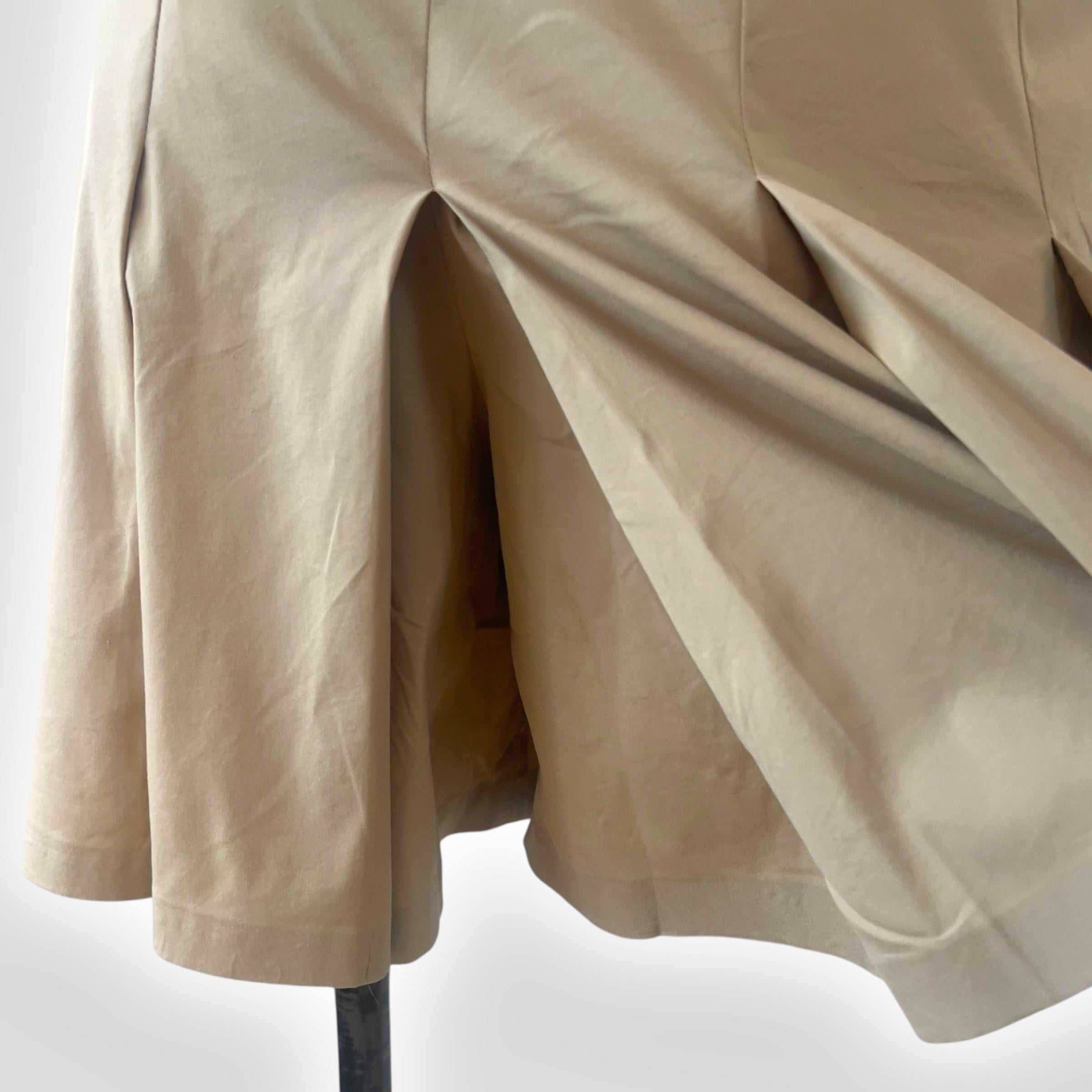 Prada Late 90s Khaki Pleated Skort In Good Condition For Sale In CAPELLE AAN DEN IJSSEL, ZH