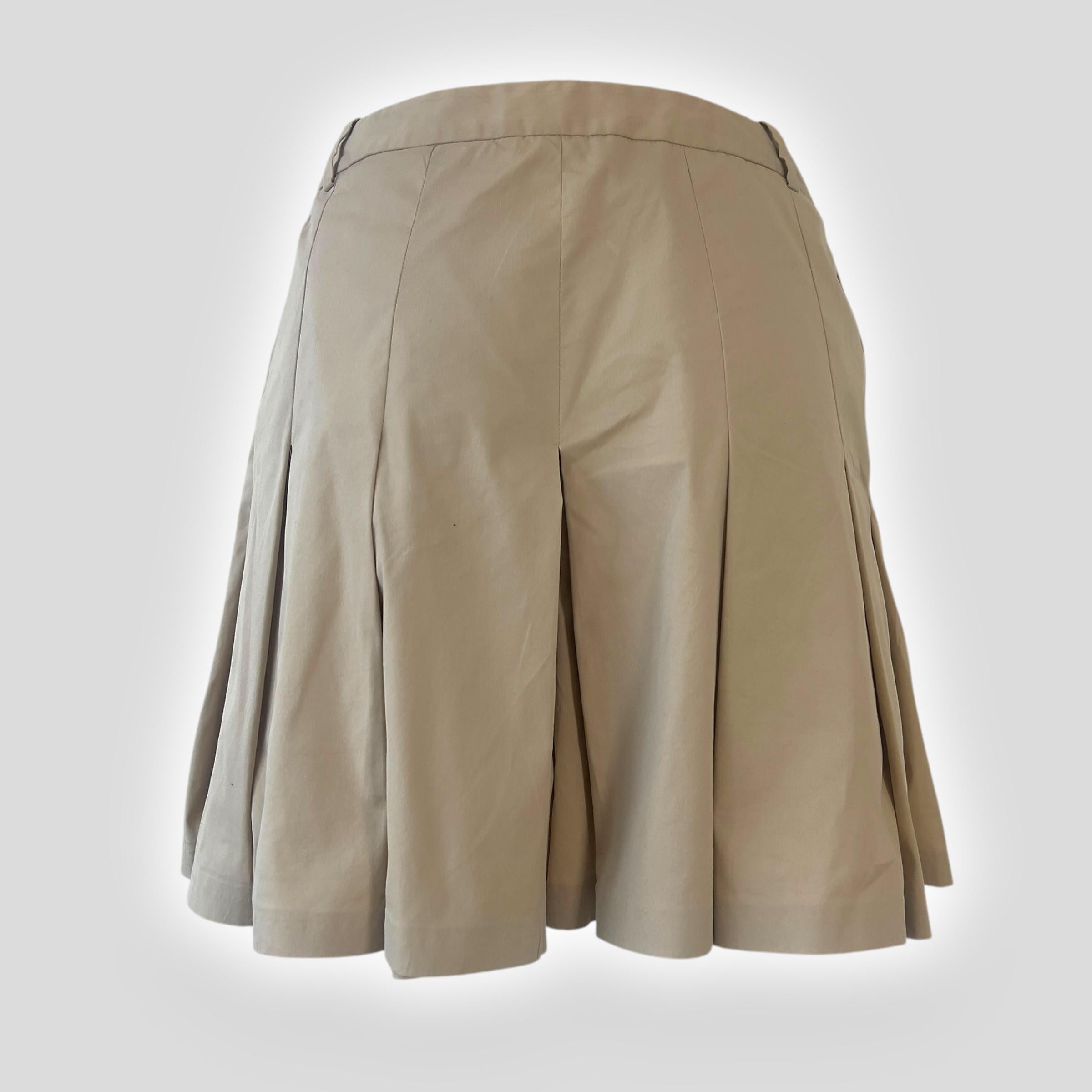 Women's Prada Late 90s Khaki Pleated Skort For Sale