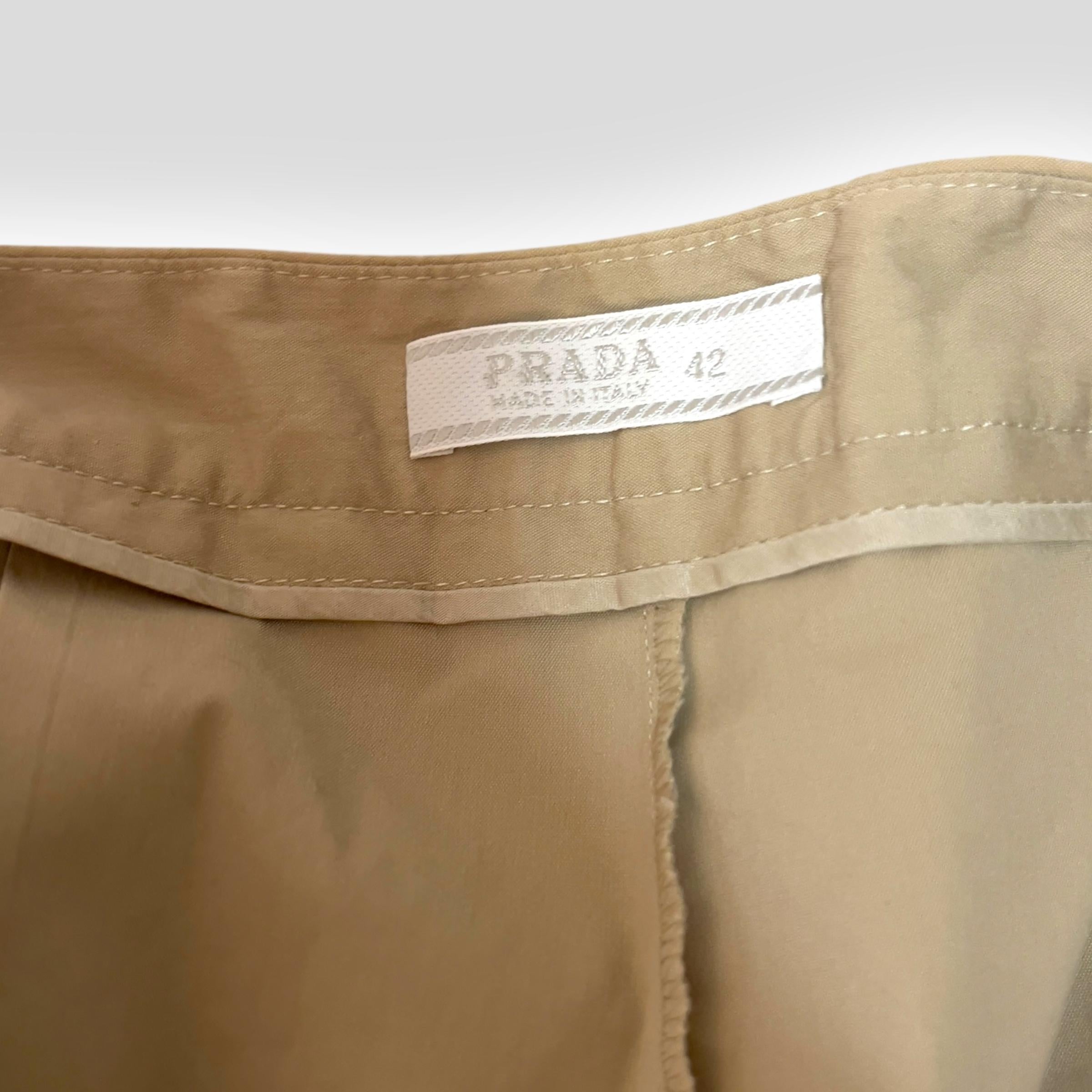 Prada Late 90s Khaki Pleated Skort For Sale 2