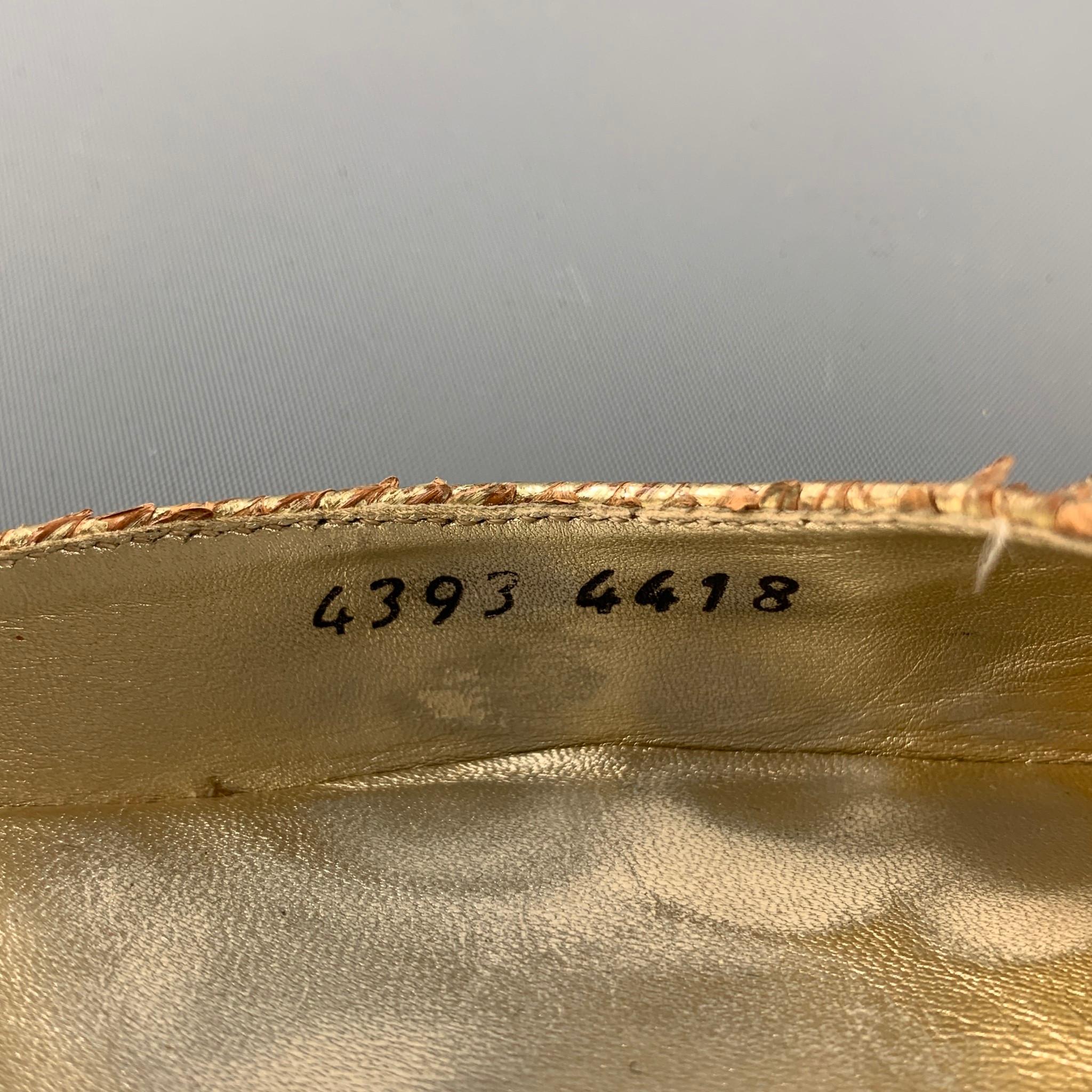 PRADA Lauren Size 9.5 Gold & Cognac Alligator Slingback Sandals In Good Condition In San Francisco, CA