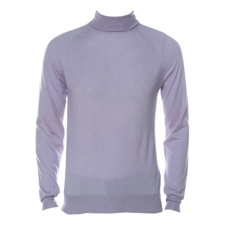 Prada Lavender Cashmere Silk Raglan Sleeve Turtleneck Sweater L
