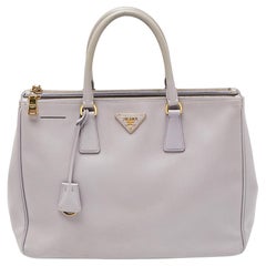 Prada Lavender Saffiano Lux Leather Large Galleria Double Zip Tote