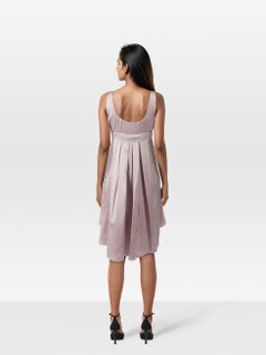 Prada Lavender Silk Pleated Tie Detail Dress Size S