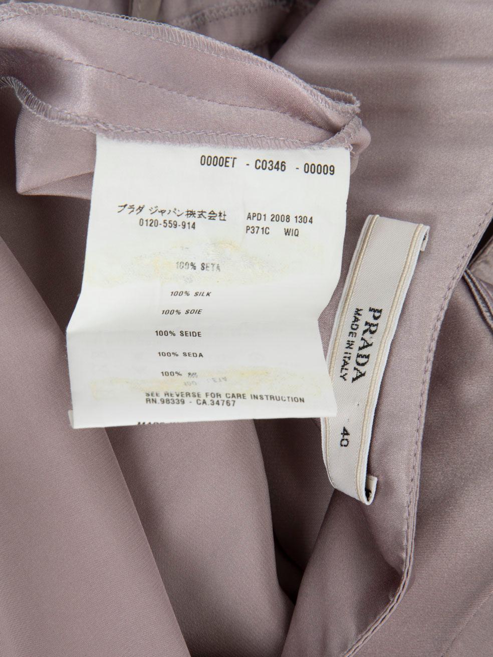 Prada Lavender Silk Pleated Tie Detail Dress Size S For Sale 5