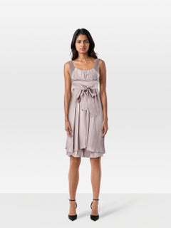 Prada Lavender Silk Pleated Tie Detail Dress Size S